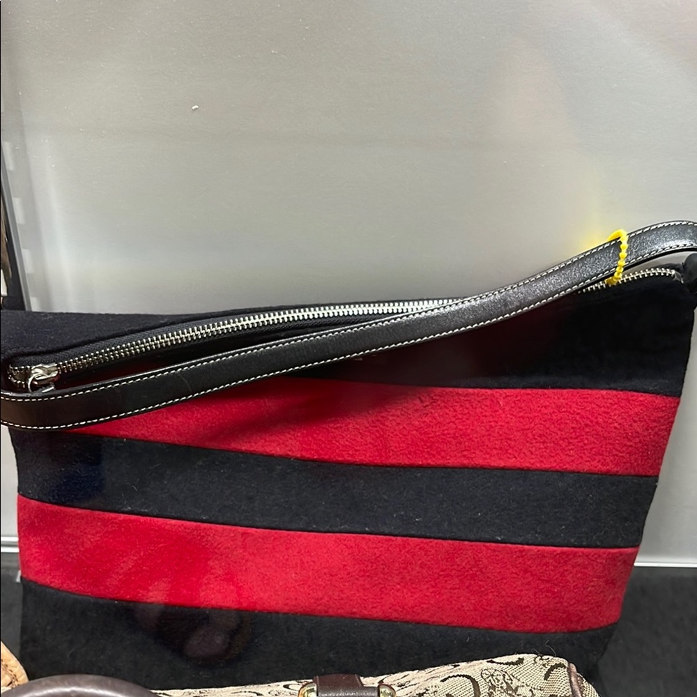 Kate Spade Red and Black Striped Shoulder Bag